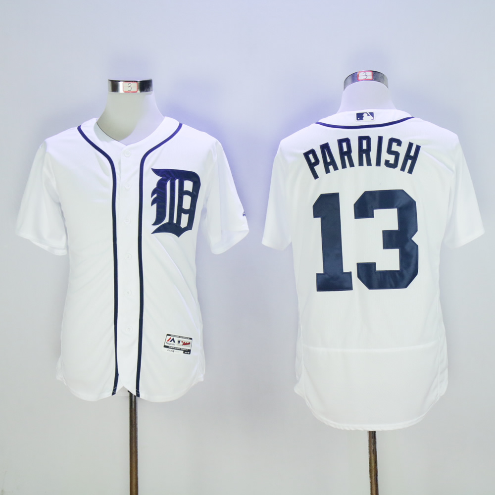 Men Detroit Tigers #13 Parrish White Throwback MLB Jerseys